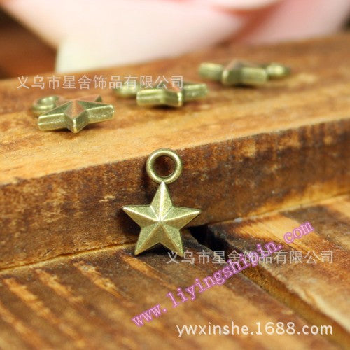 8mm 3D Alloy Five-Point Star Charm Pendant