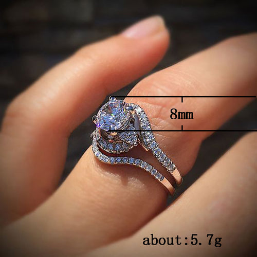 Silver Tone Blue Crystal Teardrop Halo Ring angled detail
