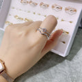 Rose Gold Double Band Clear Look Floral Adjustable Open Ring view 2