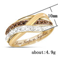 Gold Interlocked Band Ring Clear Brown CZ Love Inscription view 4