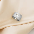 Pave Crystal Star Cutout Wide Open Adjustable Band Ring view 2