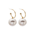 White Red and Champagne Pearl Look Gold Hook Earrings view 5
