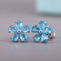 Five-Petal Stone Flower Stud Earrings In Seven Colors view 6