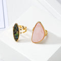 Irregular Shell Adjustable Rings in Pink and Abalone view 1