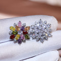 Floral Marquise Stone Stud Earrings In Eight Color Variants view 2