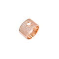 Pave Crystal Star Cutout Wide Open Adjustable Band Ring view 6