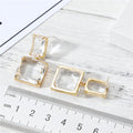 Clear Rectangular and Square Double Crystal Drop Stud Earrings view 3