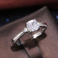 Silver Tone Round Halo Ring with Pavé Split Shoulders view 2