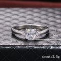 Silver Tone Round Halo Ring with Pavé Split Shoulders view 5