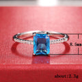 Silver Tone Ring with Bright Blue Square Center Stone view 5