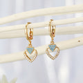 Double Heart Crystal Huggie Drop Earrings in Gold or Silver Tone view 4