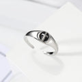 Silver Tone Black Enamel Cross Signet Adjustable Open Ring view 4