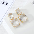 Clear Rectangular and Square Double Crystal Drop Stud Earrings view 1