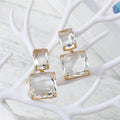 Clear Rectangular and Square Double Crystal Drop Stud Earrings view 4