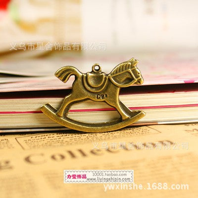 Alloy Rocking Horse Charm Pendant 40x28mm
