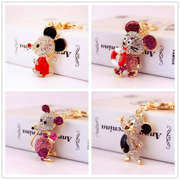 Rhinestone Mouse Alloy Keychains in 27 Color and Design Styles