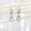 Double Heart Crystal Huggie Drop Earrings in Gold or Silver Tone view 1