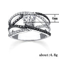 Silver-Tone Split Band Ring With Round Crystal Center view 5