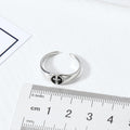 Silver Tone Black Enamel Cross Signet Adjustable Open Ring view 5