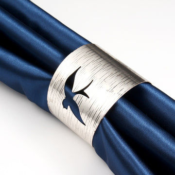 Wide Silver Tone Bird Cutout Open Cuff Bracelet with Brushed Texture