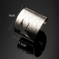 Wide Silver Tone Bird Cutout Open Cuff Bracelet with Brushed Texture view 2