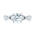 Silver Tone Solitaire Ring with Open Scroll Shoulders view 4