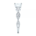 Silver Tone Solitaire Ring with Open Scroll Shoulders view 3