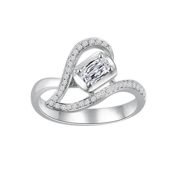 Silver Open Heart Knot Ring In A Polished Decorative Design