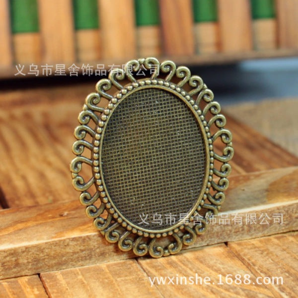 57x48mm Oval Alloy Pendant Tray Necklace Base for 30x40mm Cabochon