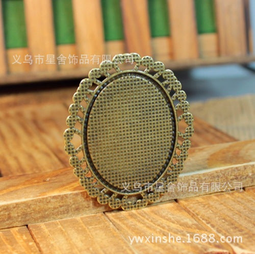 57x48mm Oval Alloy Pendant Tray Necklace Base for 30x40mm Cabochon