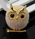 Gold Tone Owl Pearl Look Two Designs Metal Brooch Pin view 7