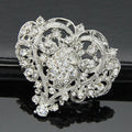 White Silver Tone Heart Crystal Metal Brooch Pin for Jackets and Lapels view 6