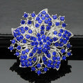 Black Silver Tone Bauhinia Flower Wreath Crystal Eight Designs Metal Brooch Pin view 11