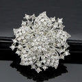 Black Silver Tone Bauhinia Flower Wreath Crystal Eight Designs Metal Brooch Pin view 6
