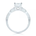 Silver Tone Solitaire Ring with Open Scroll Shoulders view 2