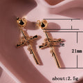 Rose Gold Tone Rose Flower Drop Earrings with Hook Wires view 2