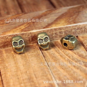 Tiny Skull Large-Hole Slider Beads in Three Metal Finishes
