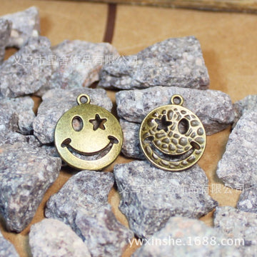 Antique Finish Winking Face Metal Charm Component for Craft Projects