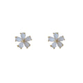 Gold White Flower And Oval Pearl Halo Stud Earrings view 5