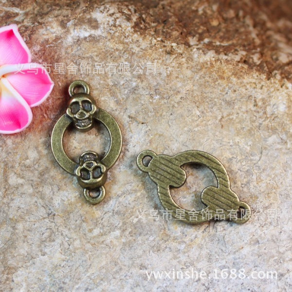 Double-Bail Skull Charm Pendant 24x14mm for Bracelets