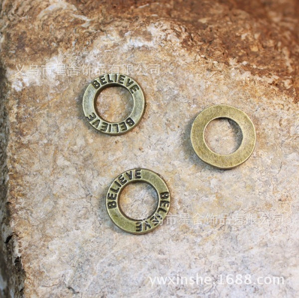 Antique Finish Believe Ring Metal Jewelry Component