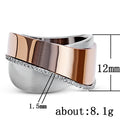 Rose Gold and Silver Tone Crossover Wide Band Ring view 3