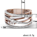 Rose Gold Tone Interwoven Wide Multi Band Crystal Ring view 3