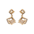 Gold Double Square and Champagne Center Drop Earrings view 1
