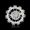 Silver Tone Flower Crystal Metal Brooch Pin 2 cm for Jackets and Lapels view 2