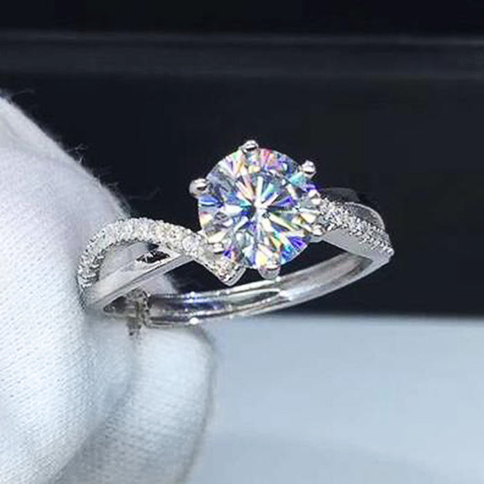 Clear Princess Cut Stone Silver Tone Ring Set Jewelry Accessory