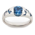 Silver Tone Ring with Colored Square Stone and Butterfly Detail view 9