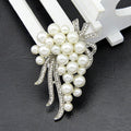 White Silver Tone Floral Bouquet Pearl Look Metal Brooch Pin view 6