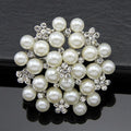 Silver Tone Flower Pearl Look Two Designs Metal Brooch Pin view 7