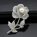 White Silver Tone Rose Pearl Look Two Designs Metal Brooch Pin view 7